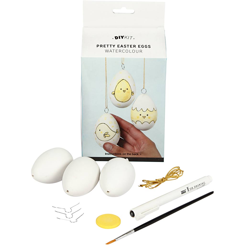Pretty Easter Eggs, watercolour decoration, 1 set