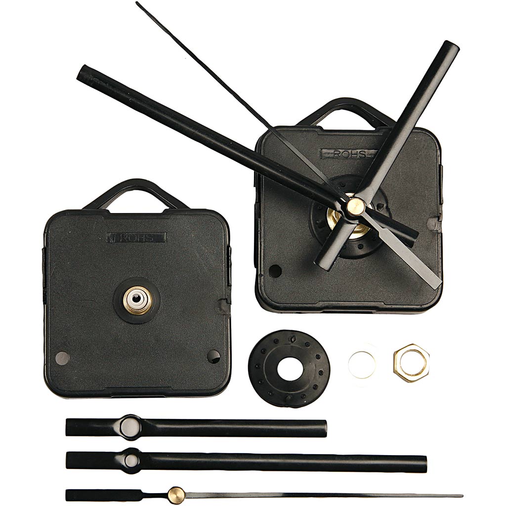 Clock parts and movements, plate max thickness 6 mm, black, 1 set