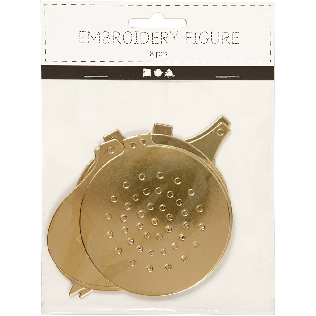 Cross Stitch Card, christmas ornament, H: 8,5-12 cm, hole size 3 mm, metallic gold, 8 pc/ 1 pack
