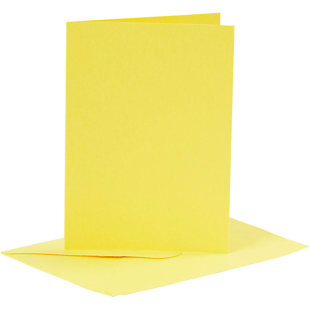 Cards and envelopes, card size 10,5x15 cm, envelope size 11,5x16,5 cm, 110+220 g, yellow, 6 set/ 1 pack