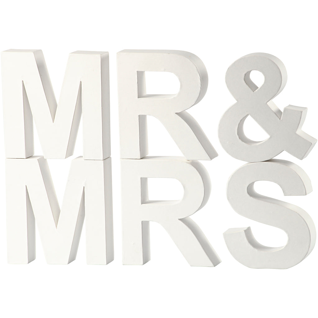 Letters, MR & MRS, H: 17,5 cm, D. 4,5 cm, white, 1 set