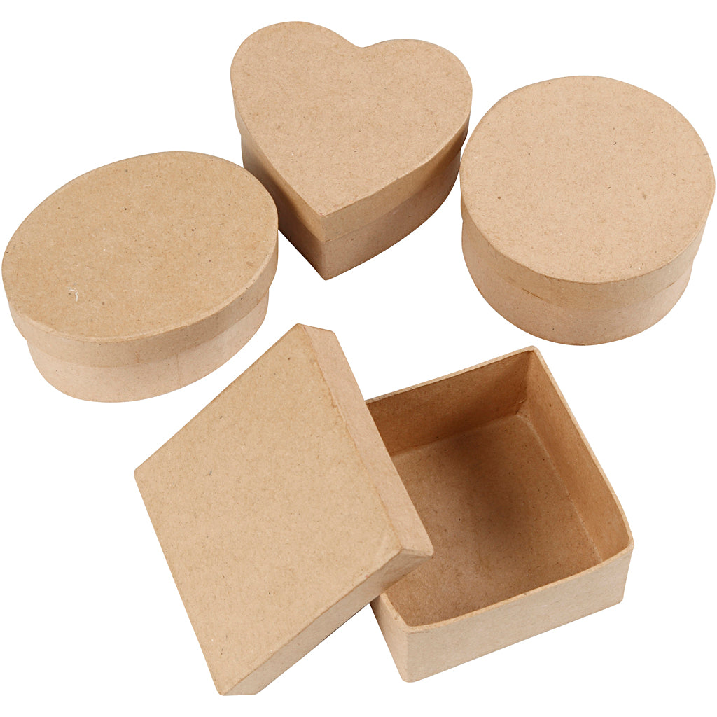 Hand-made papier-mâché boxes Pack with 4 different designs