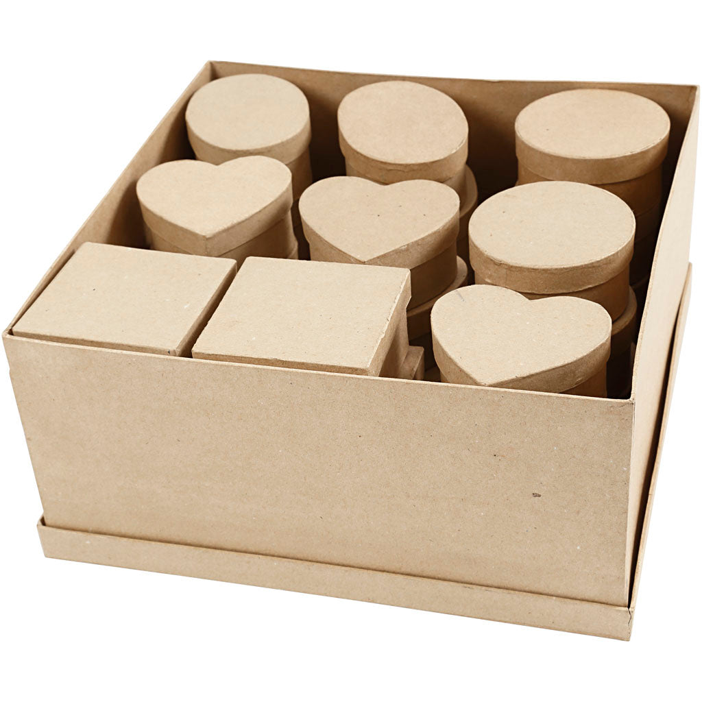 Hand-made papier-mâché boxes Pack with 4 different designs
