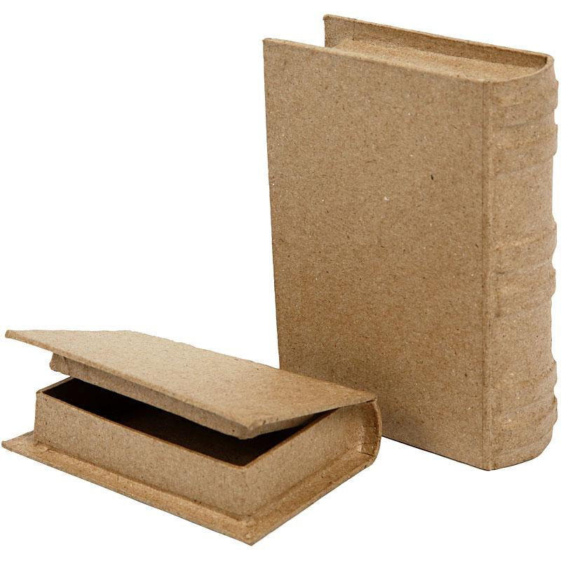 Hand-made papier-mâché books with embossed finish