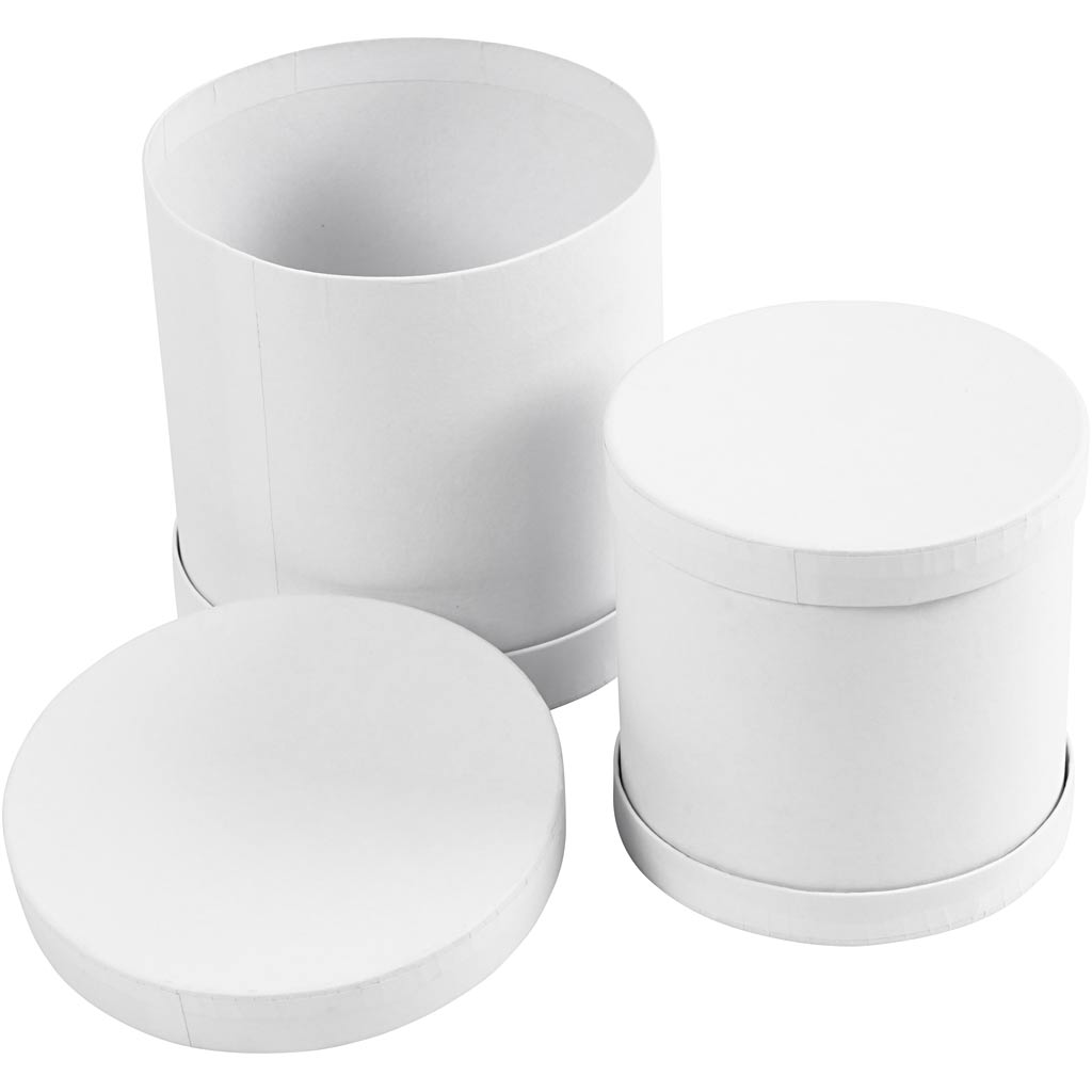 Drum boxes, H: 11+13 cm, dia. 11+13 cm, white, 1 set