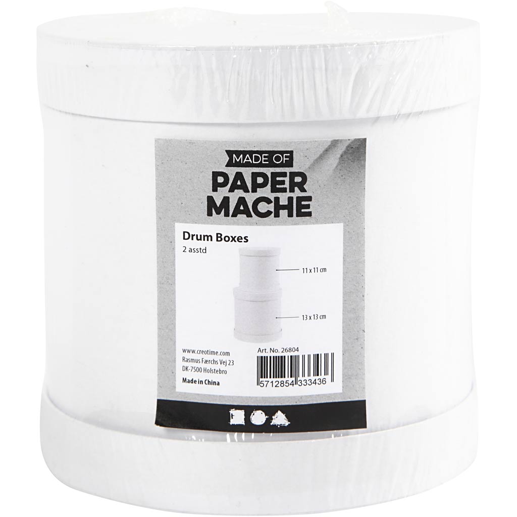 Drum boxes, H: 11+13 cm, dia. 11+13 cm, white, 1 set