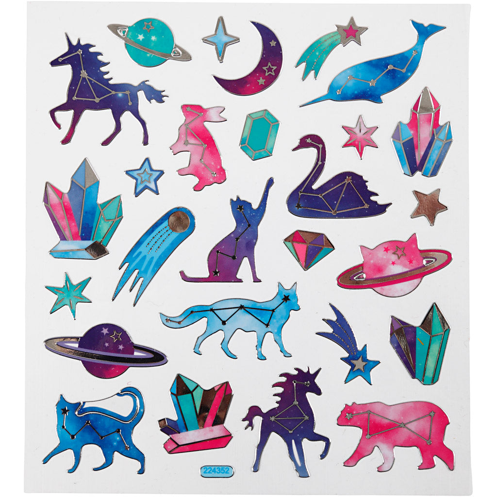 Self-Adhesive Plastic Stickers with Shiny Foil Details – 15x16.5 cm, 1 Sheet