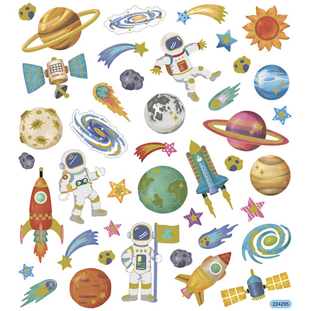 Self-Adhesive Plastic Stickers with Shiny Foil Details – 15x16.5 cm, 1 Sheet