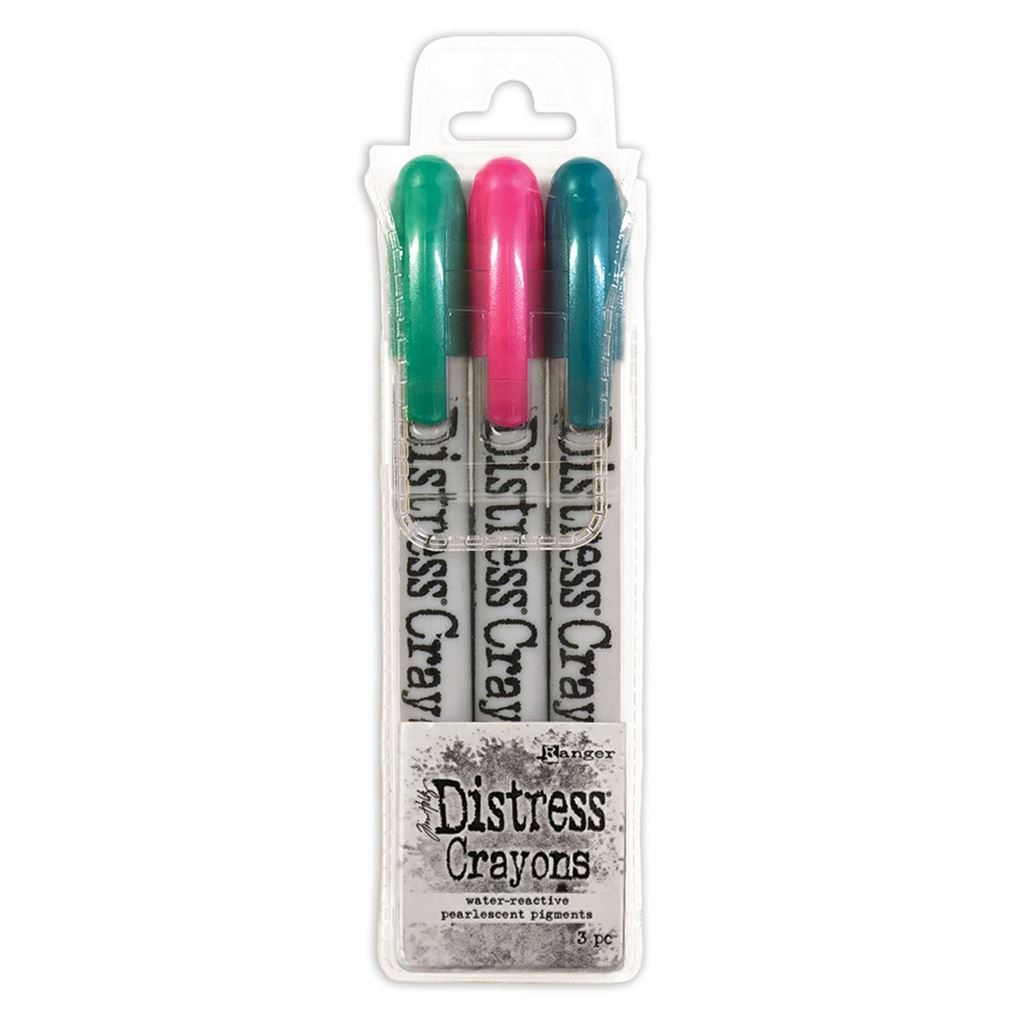 Distress Pearl Crayons Holiday Set 4 (Includes Merry Mint, Cocktail Party & Shiny Bauble) Tim Holtz Limited Edition