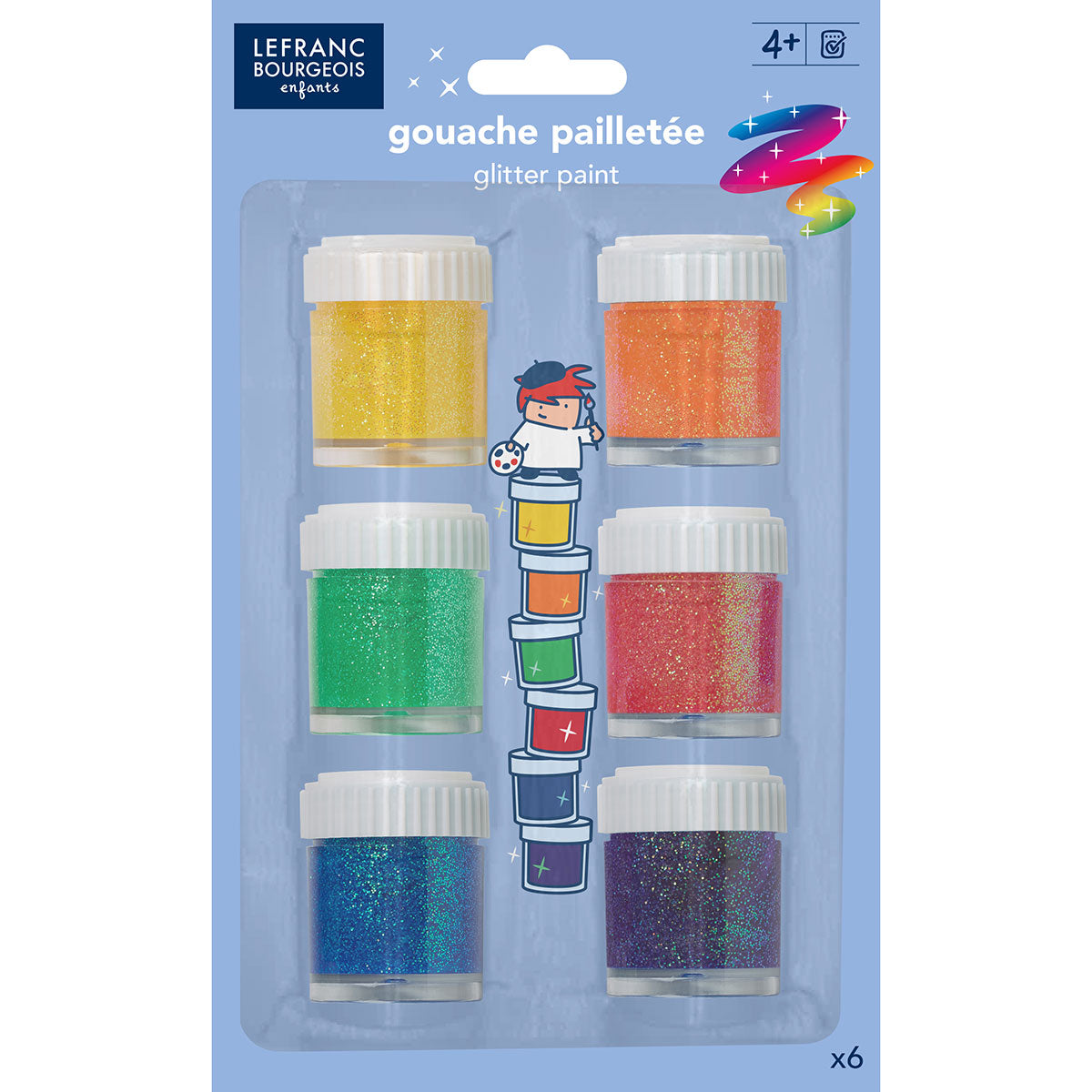 Lefranc Bourgeois Enfants Glitter Paint 6 x 22ml