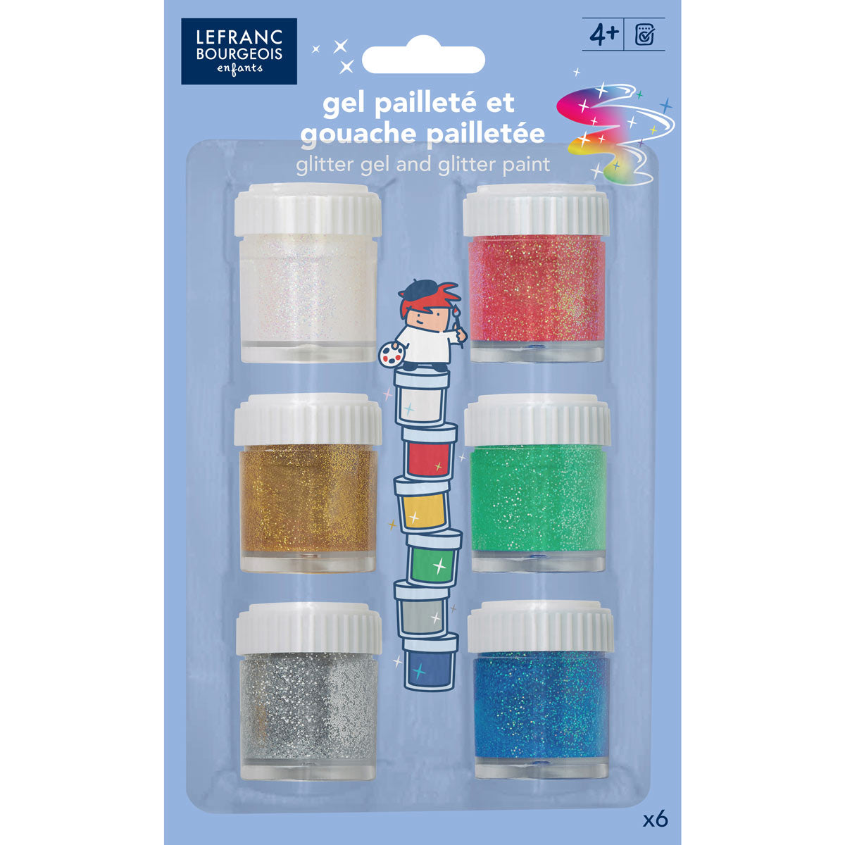 Lefranc Bourgeois Enfants Glitter Gel 6 x 22ml