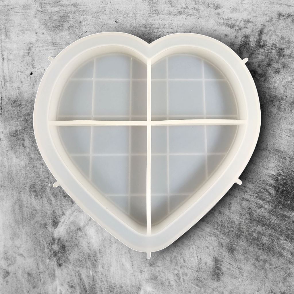 Big Love Heart Checkered Mosaic Tray Silicone Mould
