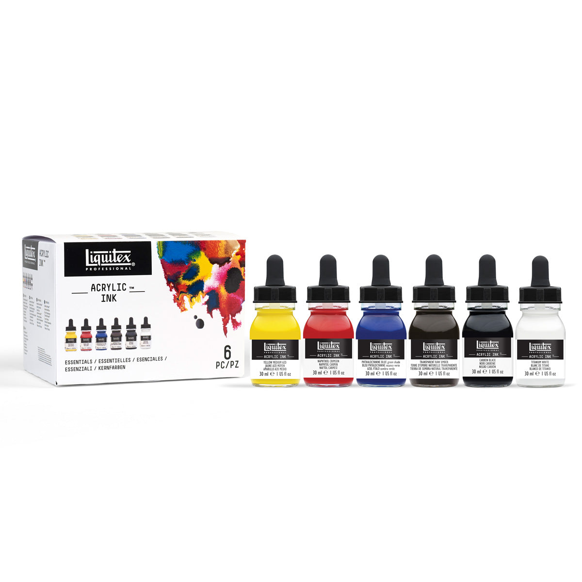 Liquitex Pro Acrylic Ink Set Of 6 x 30ml Essential