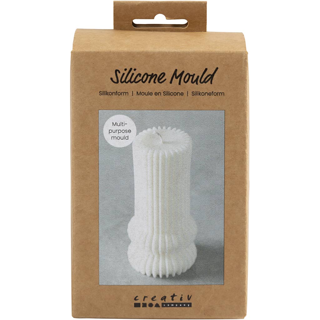 Silicone Mould, Ribbed cylinder with arches, H: 12,5 cm, dia. 6 cm, 1 pc/ 1 pack