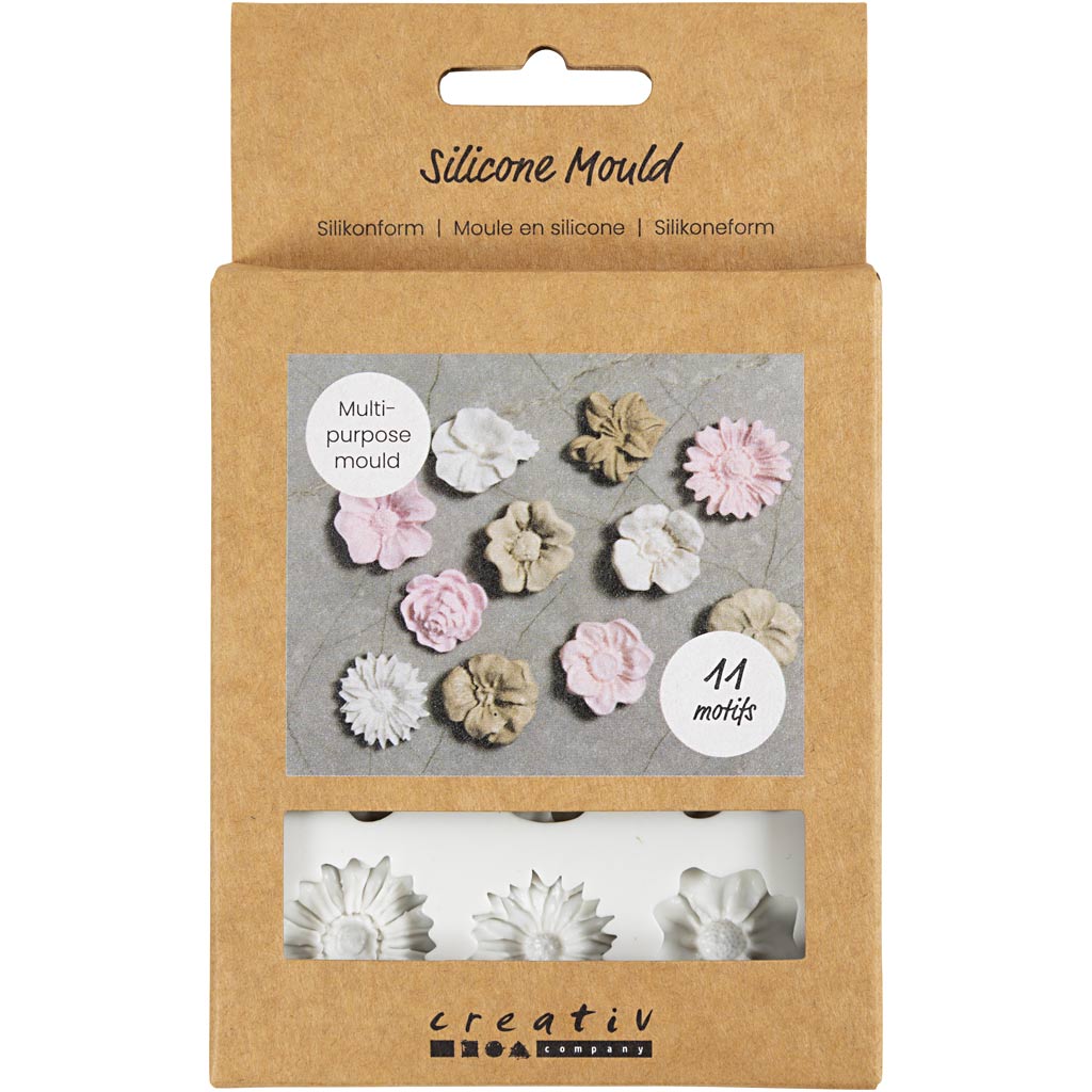 Silicone Mould, Daisies, H: 0,5 cm, L: 2-2,5 cm, 1 pc