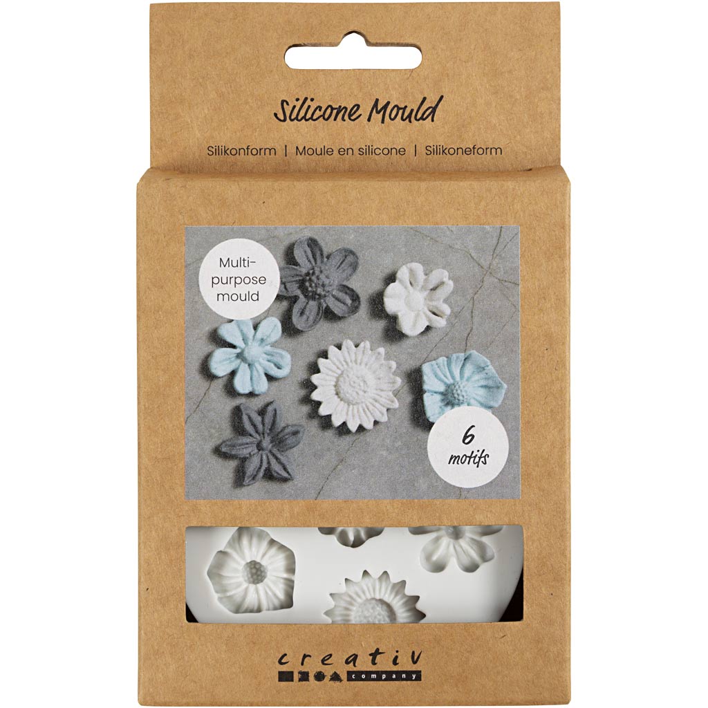 Silicone Mould, Flower, H: 0,5 cm, L: 1,5-2,5 cm, 1 pc