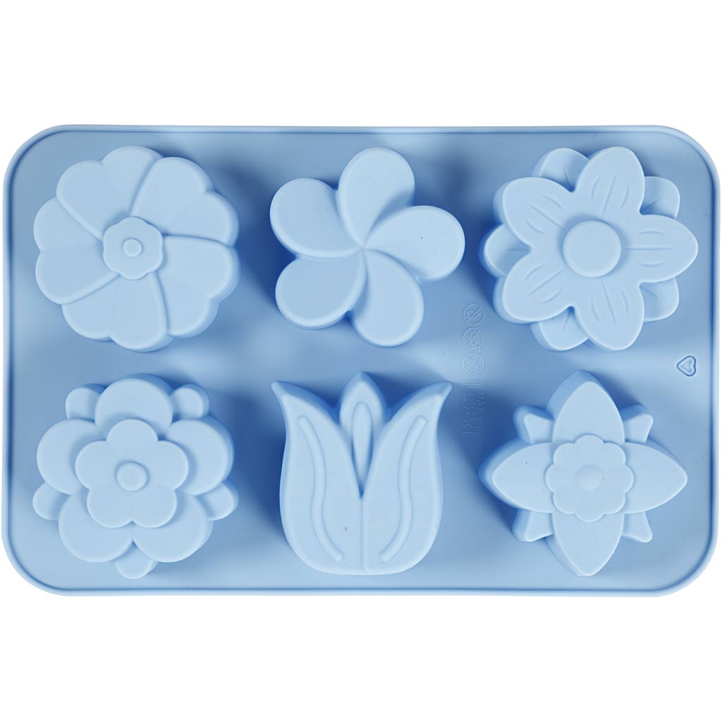 Silicone Mould, flowers, H: 2,6 cm, L: 6 cm, W: 7,5 cm, 75 ml, 1 pc
