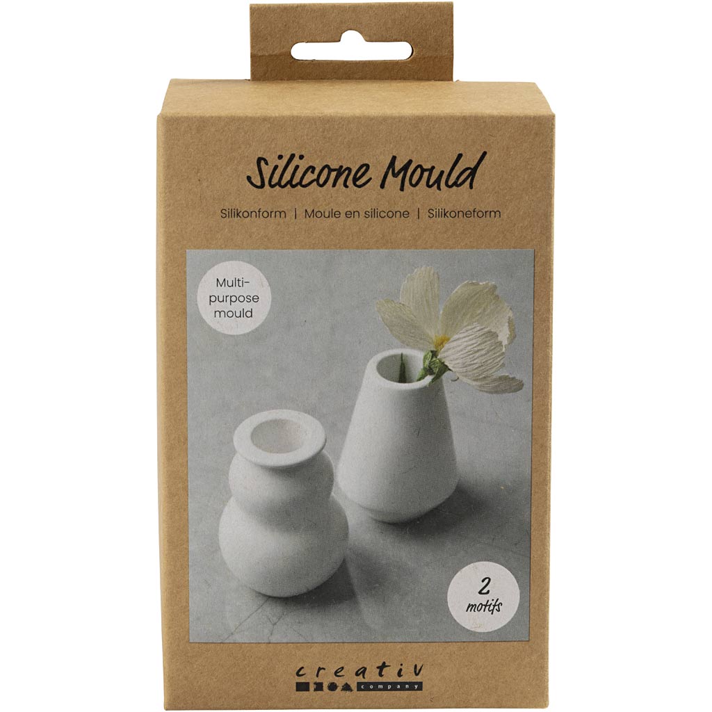 Silicone Mould, Vase and candle holder, H: 7,5 cm, dia. 5,5 cm, matt transparent, 2 pc/ 1 pack