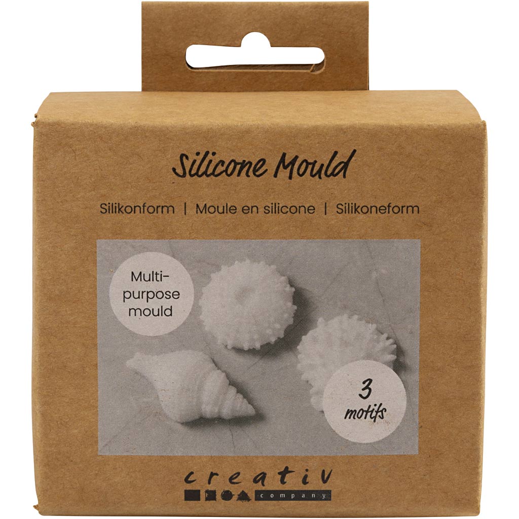 Silicone Mould, Sea urchin, conch, shell, H: 1,5-2 cm, dia. 3,5-6 cm, 3 pc/ 1 pack