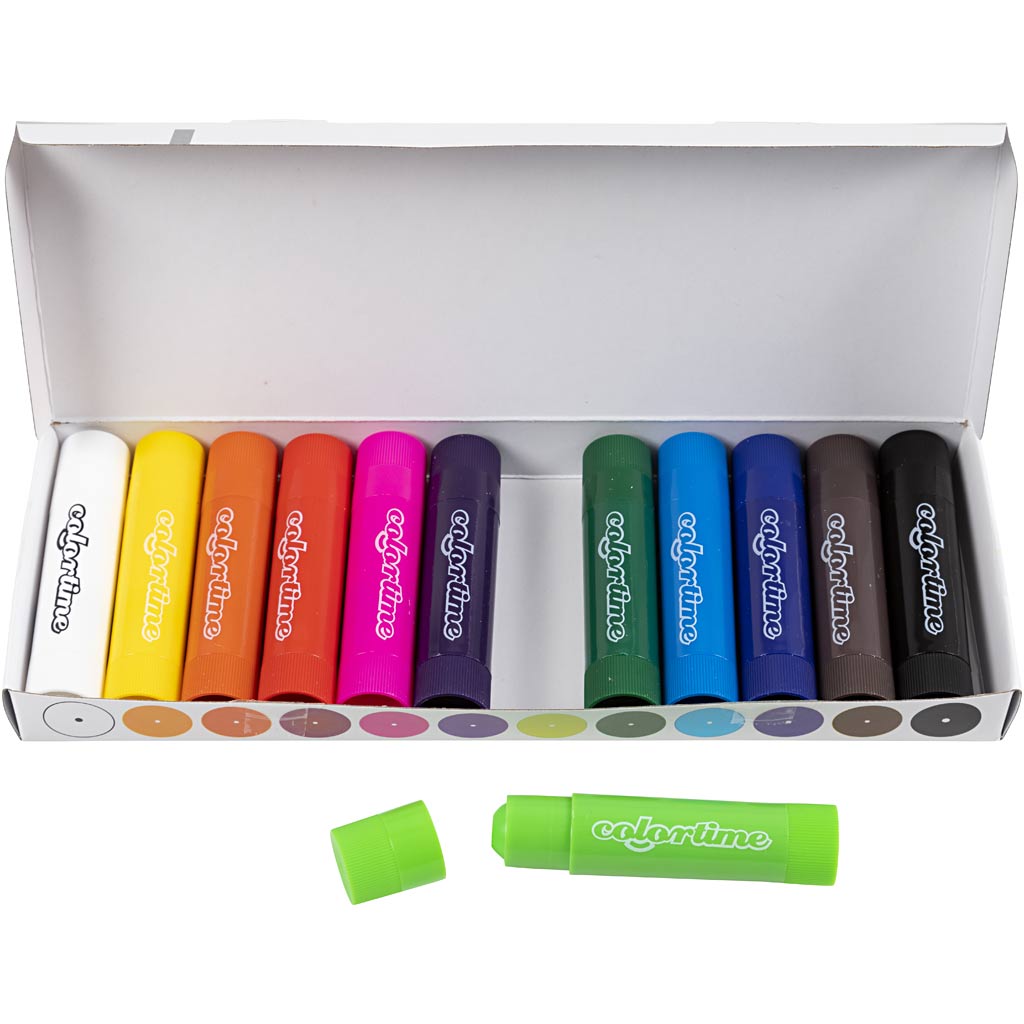 Soft Color Stick, L: 8 cm, assorted colours, 12 pc-