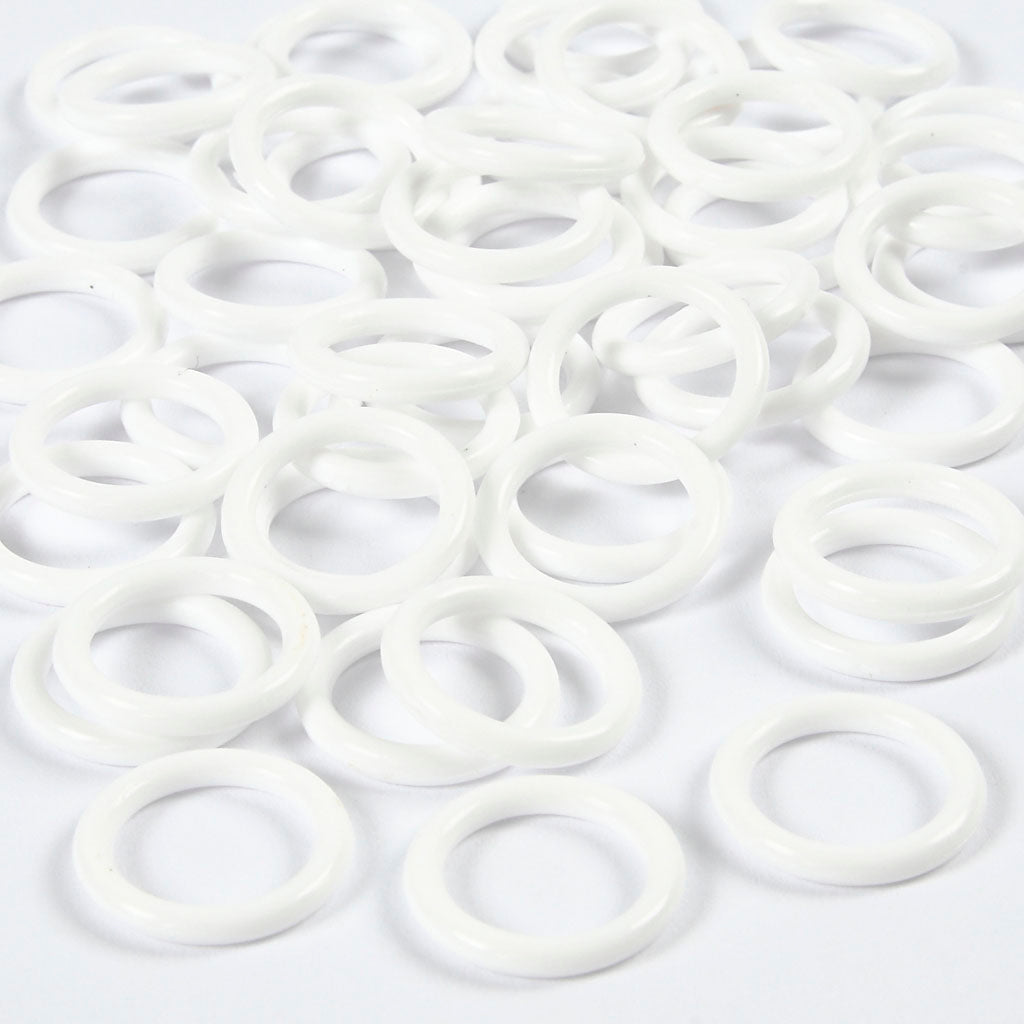 Plastic Ring, size 15 mm, thickness 2 mm, white, 50 pc/ 1 pack