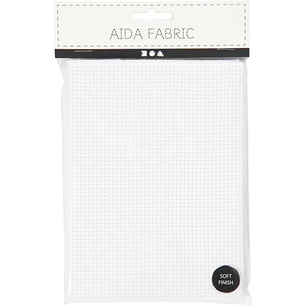 Aida Fabric, size 50x50 cm, 35 squares per 10cm , white, 1 pc