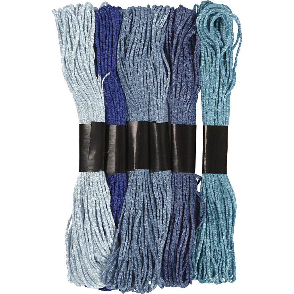 Embroidery Thread, thickness 1 mm, blue harmony, 6 bundle/ 1 pack