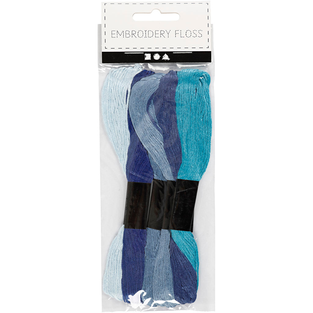 Embroidery Thread, thickness 1 mm, blue harmony, 6 bundle/ 1 pack