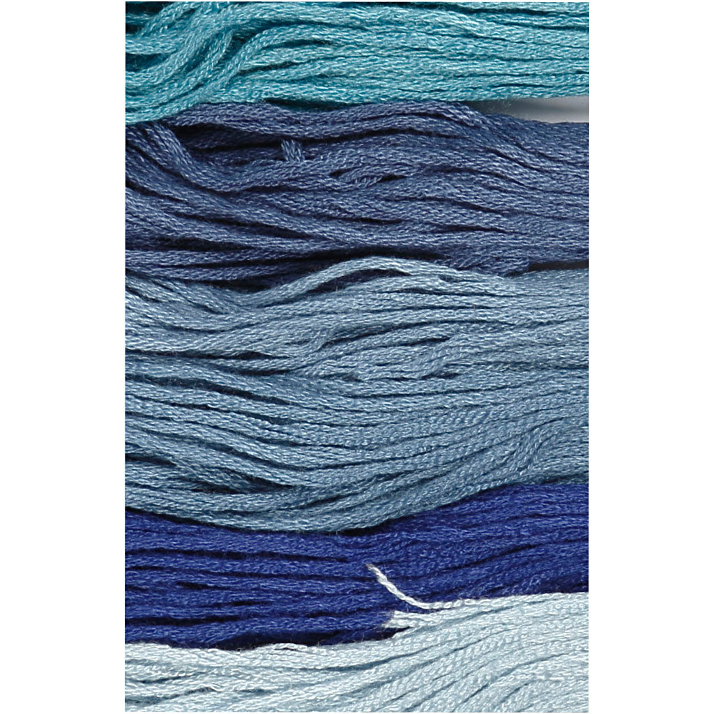 Embroidery Thread, thickness 1 mm, blue harmony, 6 bundle/ 1 pack