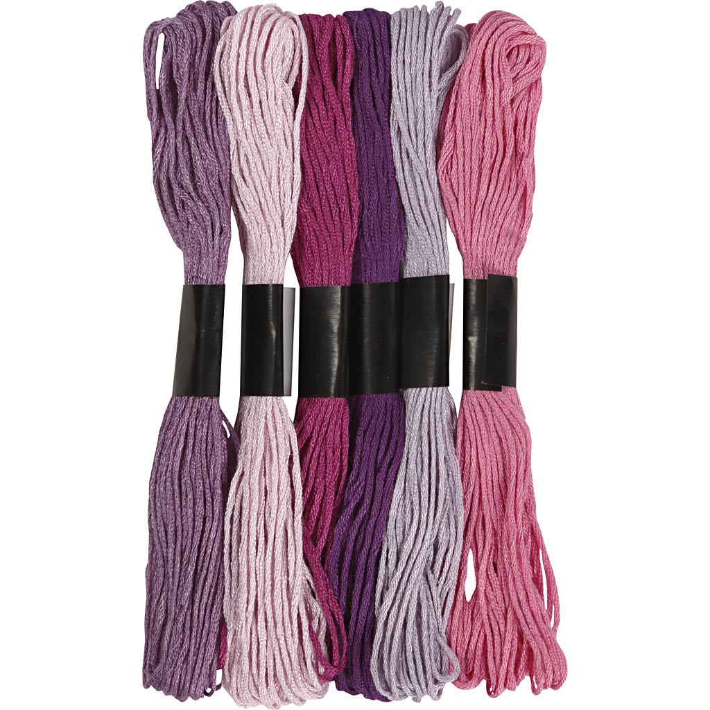 Embroidery Thread, thickness 1 mm, purple, 6 bundle/ 1 pack