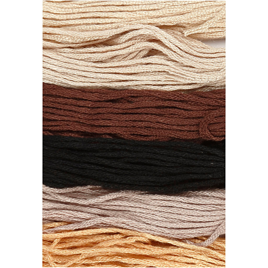 Embroidery Thread, thickness 1 mm, natural, 6 bundle/ 1 pack