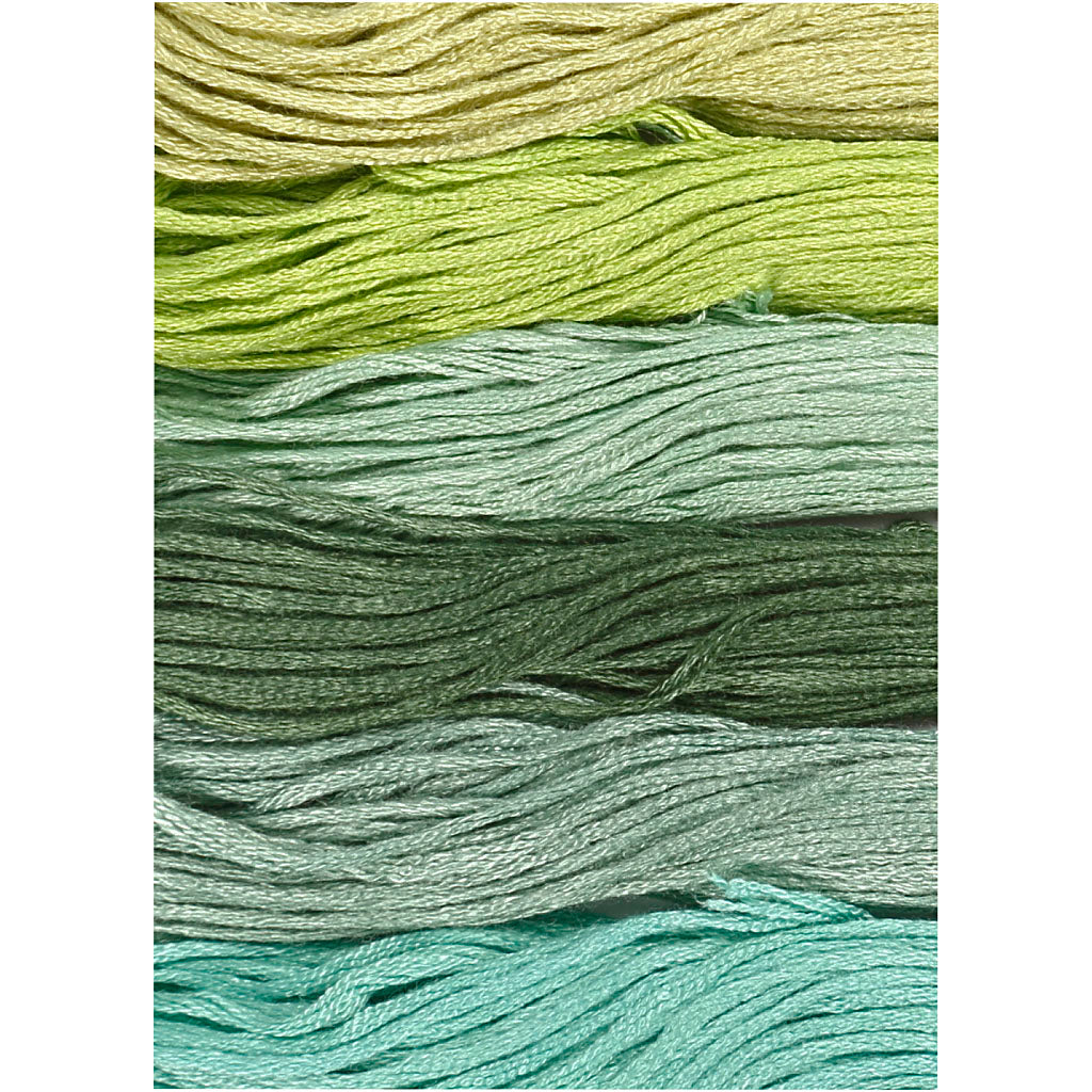 Embroidery Thread, thickness 1 mm, green, 6 bundle/ 1 pack