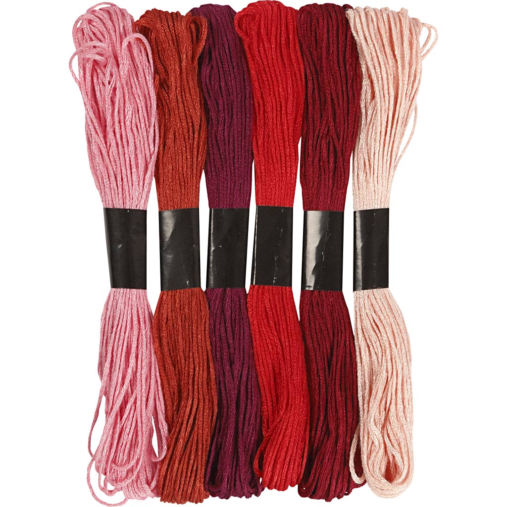 Embroidery Thread, thickness 1 mm, red harmony, 6 bundle/ 1 pack
