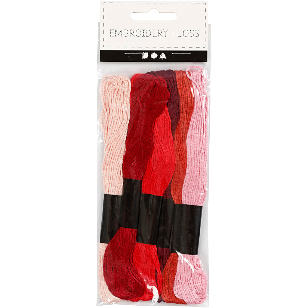 Embroidery Thread, thickness 1 mm, red harmony, 6 bundle/ 1 pack