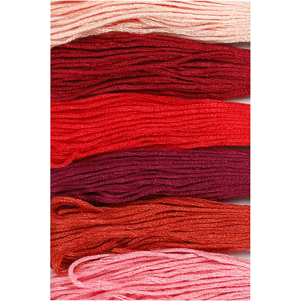 Embroidery Thread, thickness 1 mm, red harmony, 6 bundle/ 1 pack