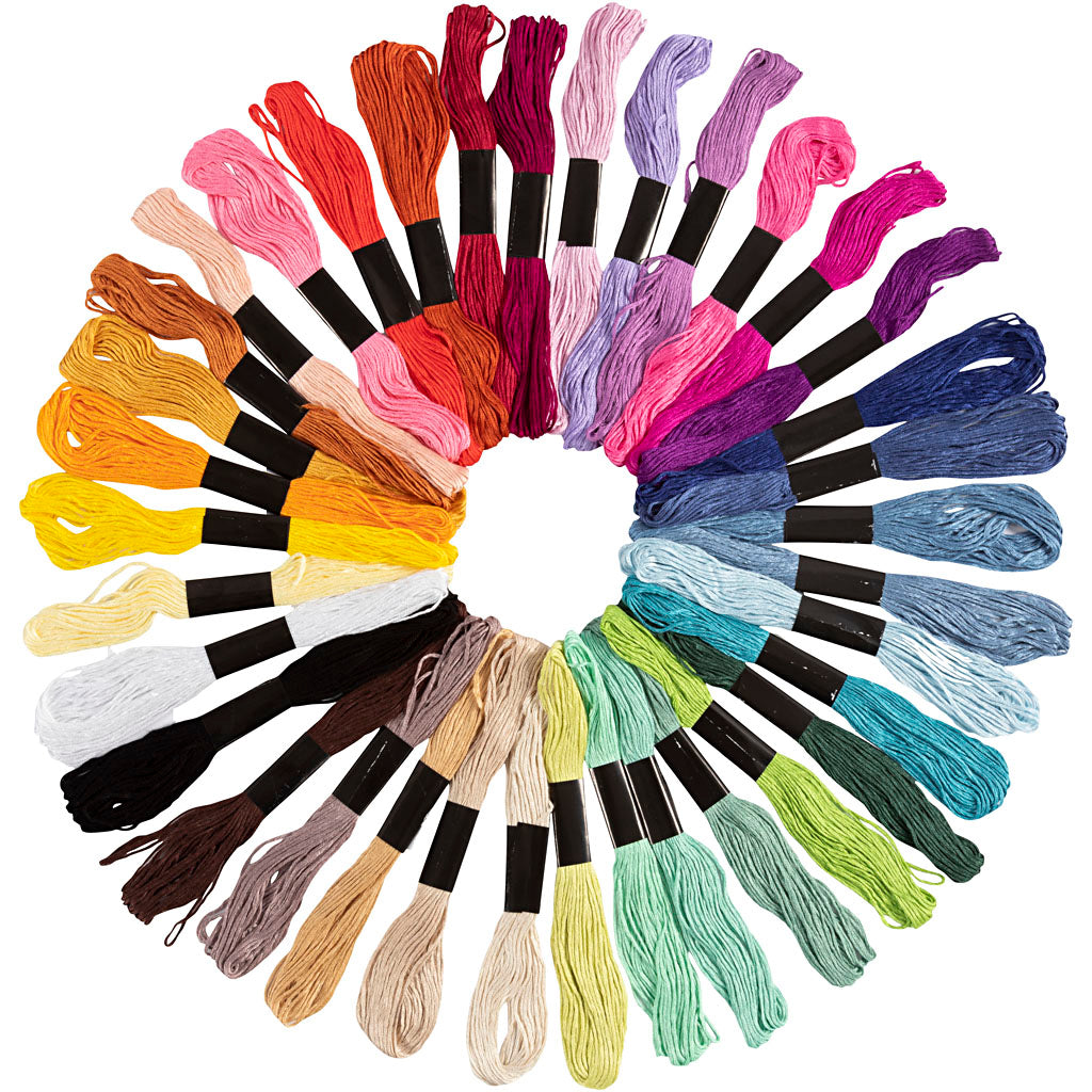 Embroidery Thread, thickness 1 mm, assorted colours, 42 bundle/ 1 pack