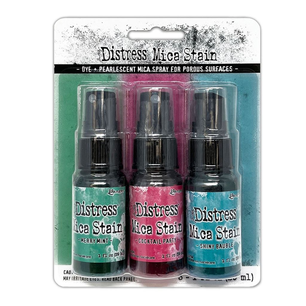 Distress Mica Stains Holiday Set 4 (Includes Merry Mint, Cocktail Party & Shiny Bauble) - Tim Holtz Limited Edition