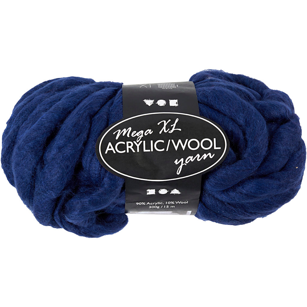 Chunky Yarn of Acrylic/Wool 15 M - 300g size mega