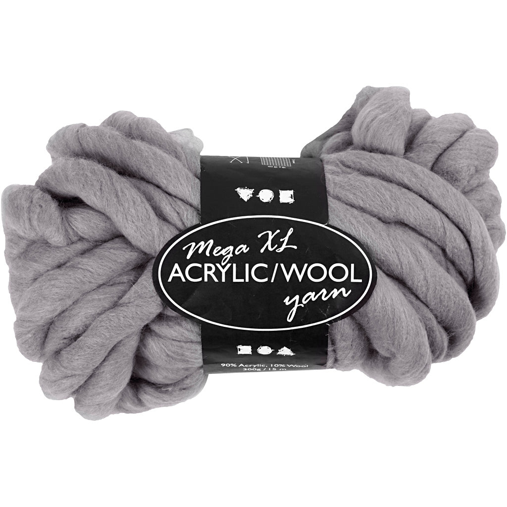 Chunky Yarn of Acrylic/Wool 15 M - 300g size mega