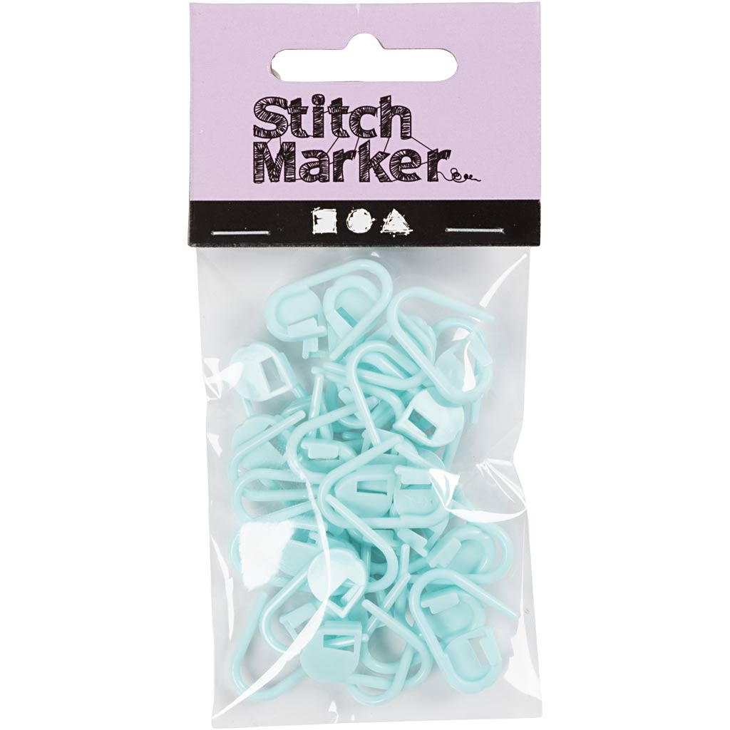 Stitch Marker, L: 22 mm, light blue, 30 pc/ 1 pack