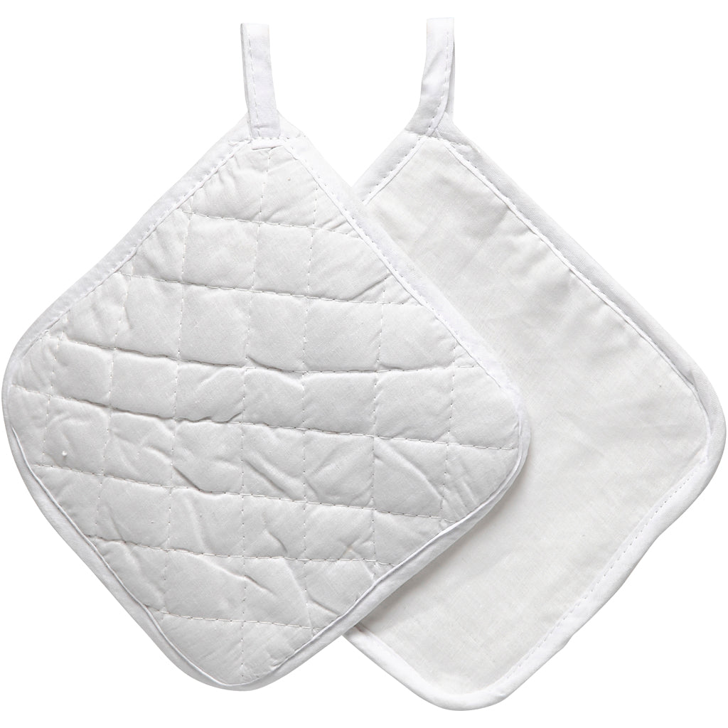 Pot Holders, size 20x20 cm, 145 g, white, 2 pc