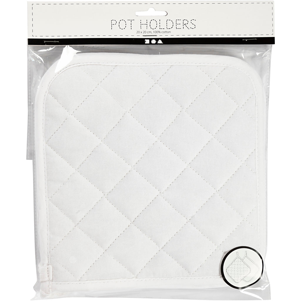 Pot Holders, size 20x20 cm, 145 g, white, 2 pc