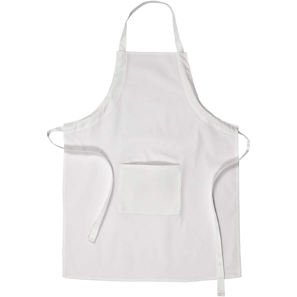Apron, L: 84 cm, W: 65 cm, size M-XL cm, 210 g, white, 1 pc