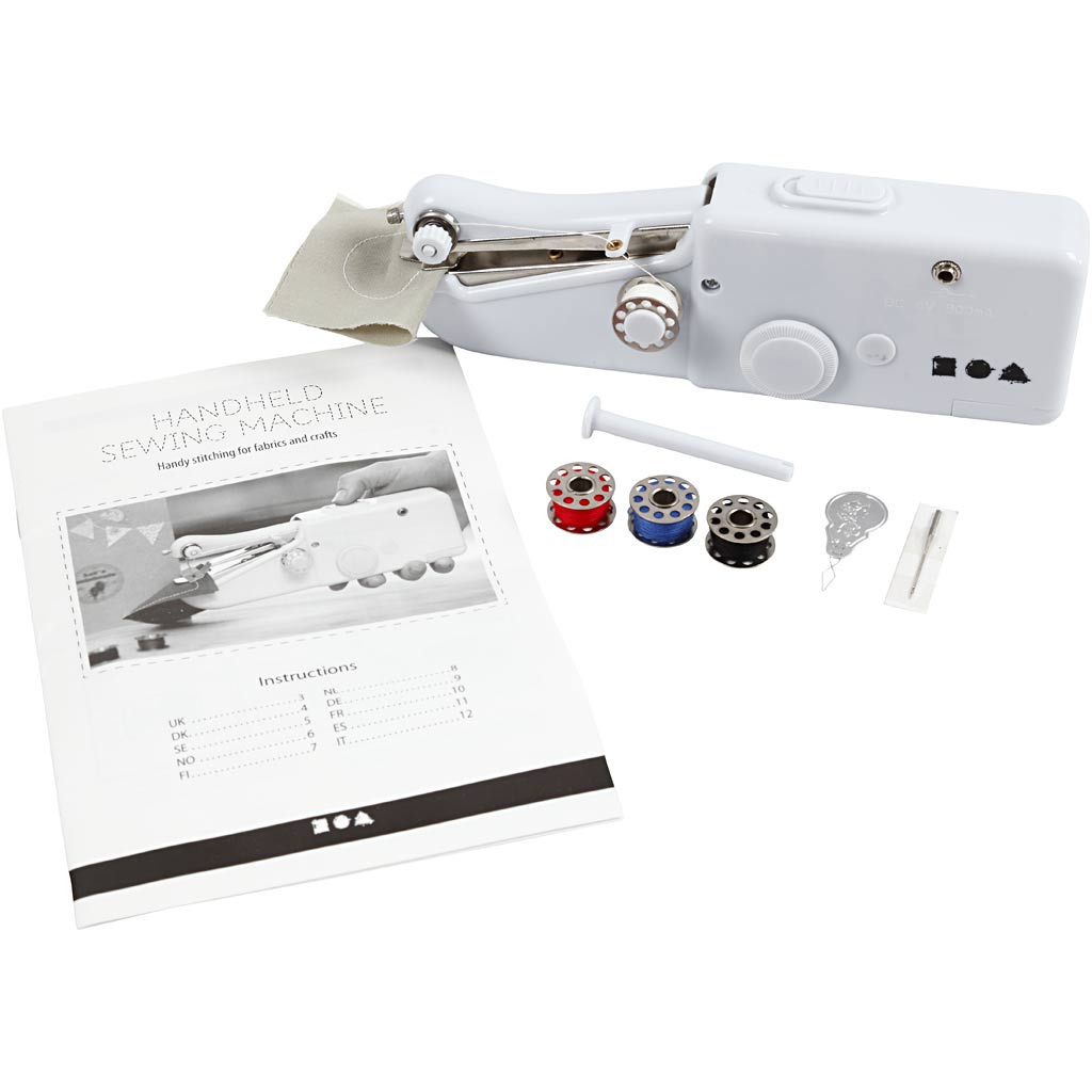 Handheld sewing machine, H: 6,7 cm, L: 20,5 cm, W: 3,5 cm, white, 1 pc