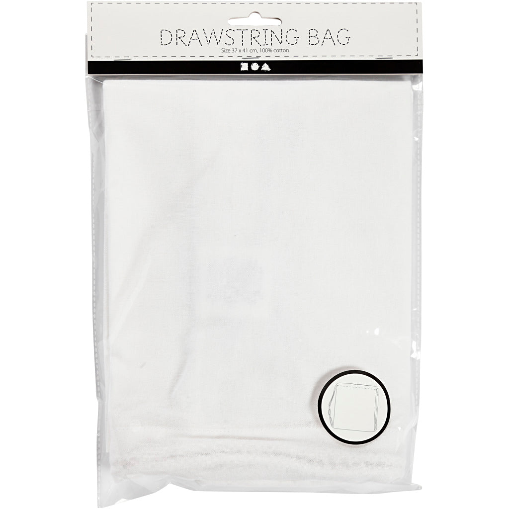 Drawstring bag, size 37x41 cm, 130 g, white, 1 pc