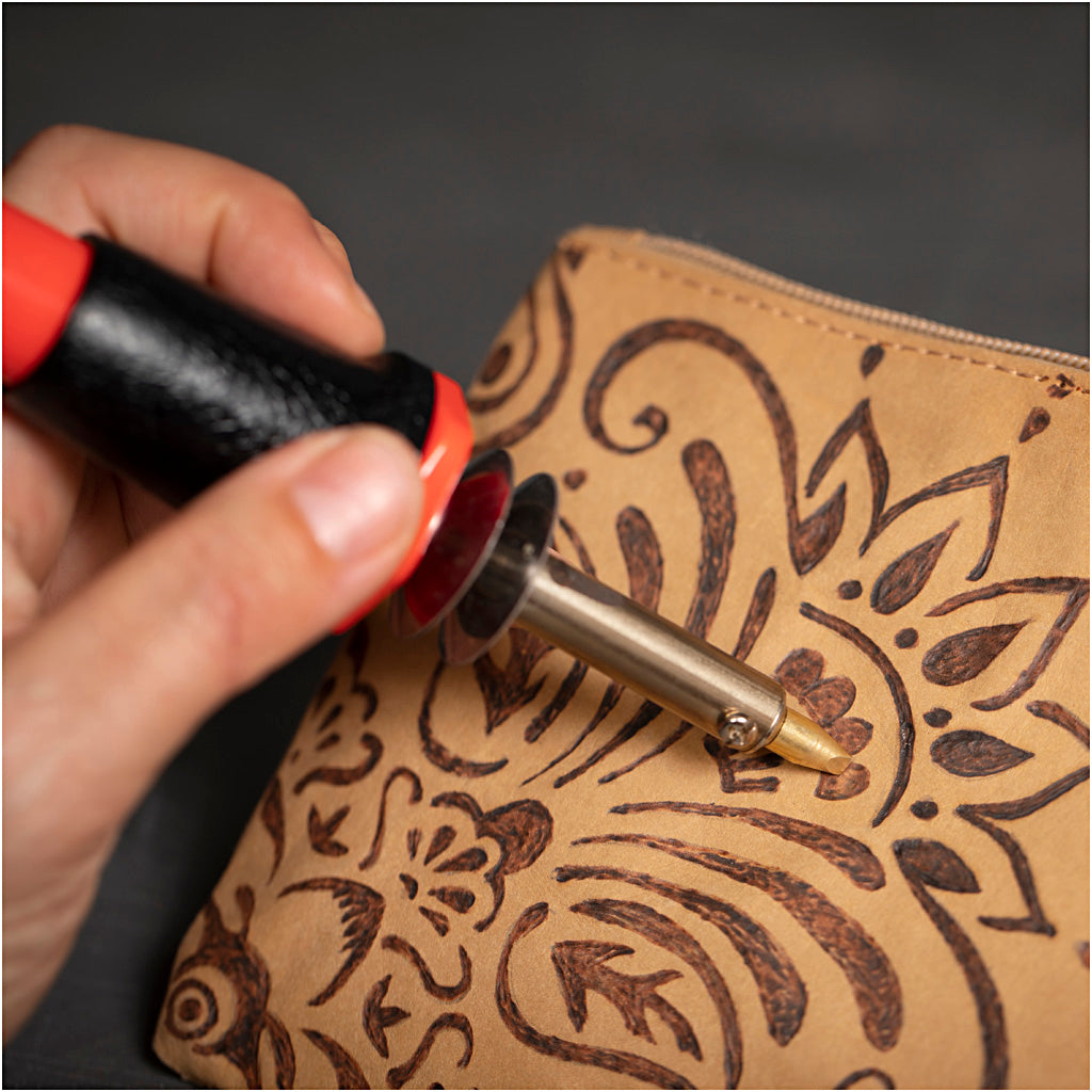 Faux Leather Clutch Bag, H: 18 cm, L: 21 cm, 350 g, light brown, 1 pc