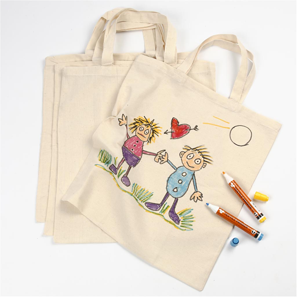 Tote Bag, size 38x42 cm, 145 g, light natural, 5 pc/ 1 pack