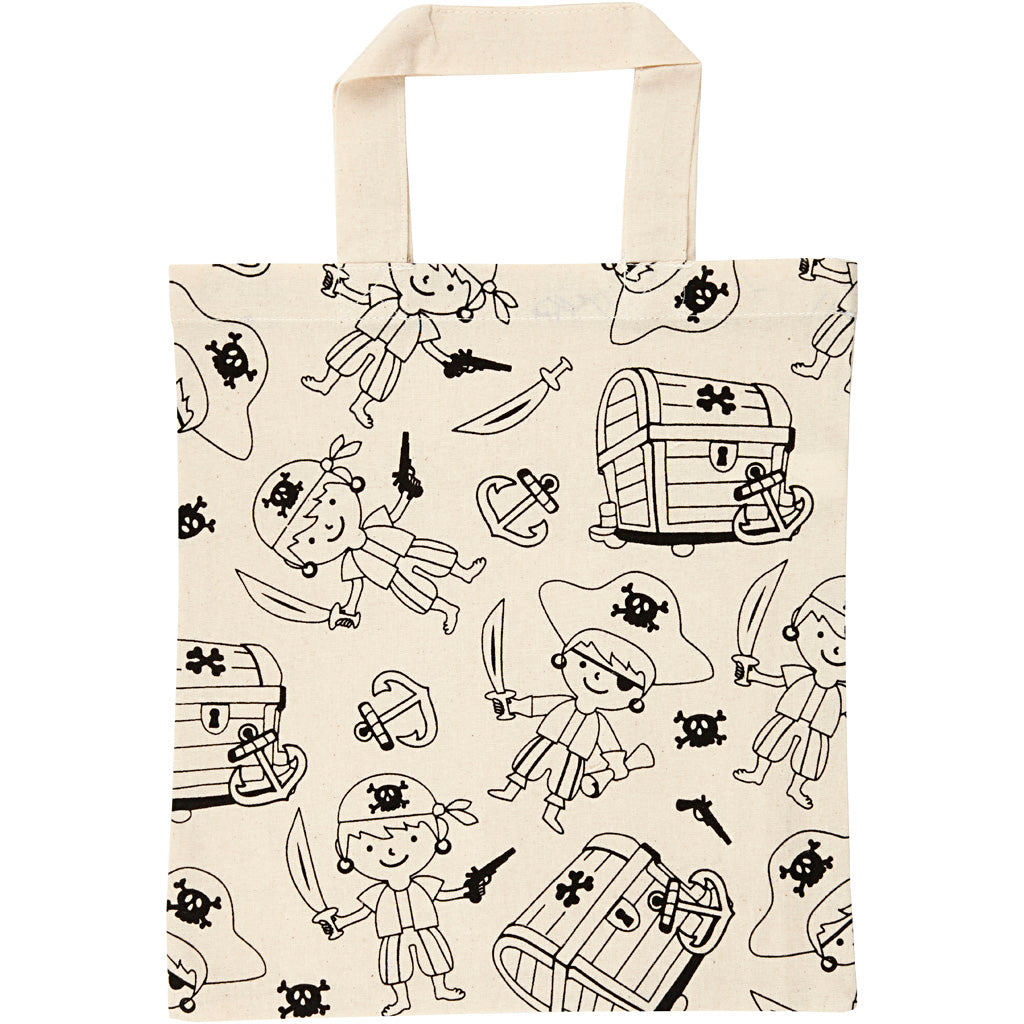 Tote bag, pirates, size 27,5x30 cm, 135 g, light natural, 1 pc