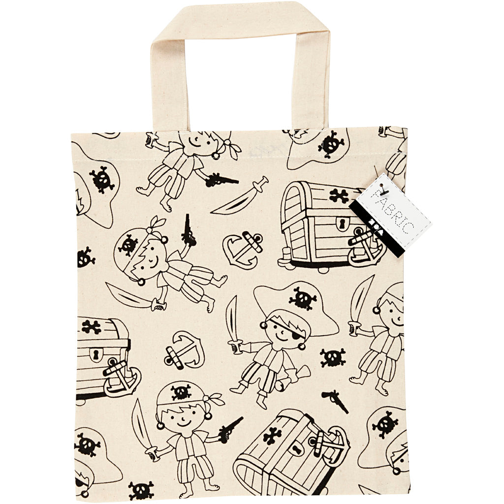 Tote bag, pirates, size 27,5x30 cm, 135 g, light natural, 1 pc