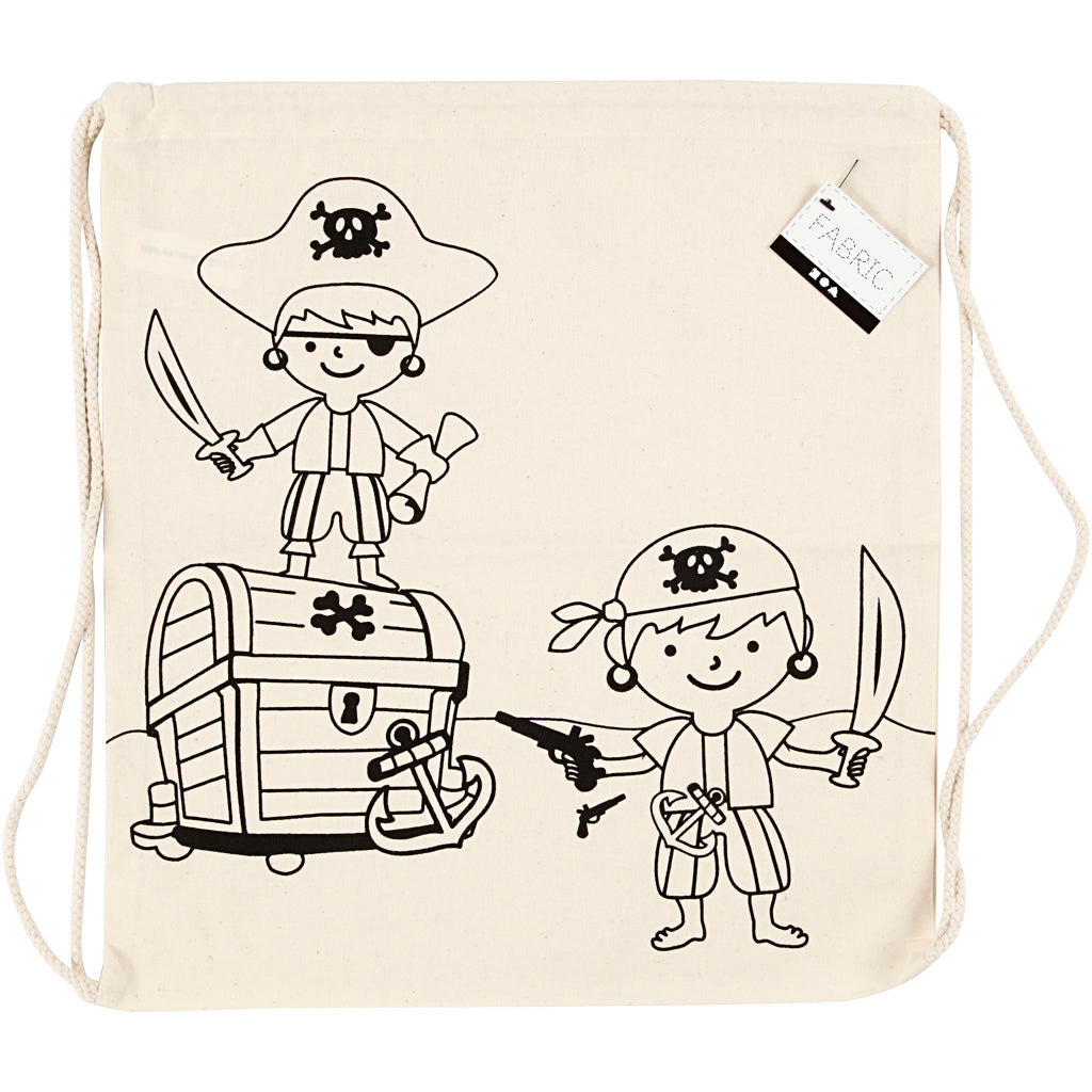 Gym bag, pirates, size 37x41 cm, 110 g, light natural, 1 pc